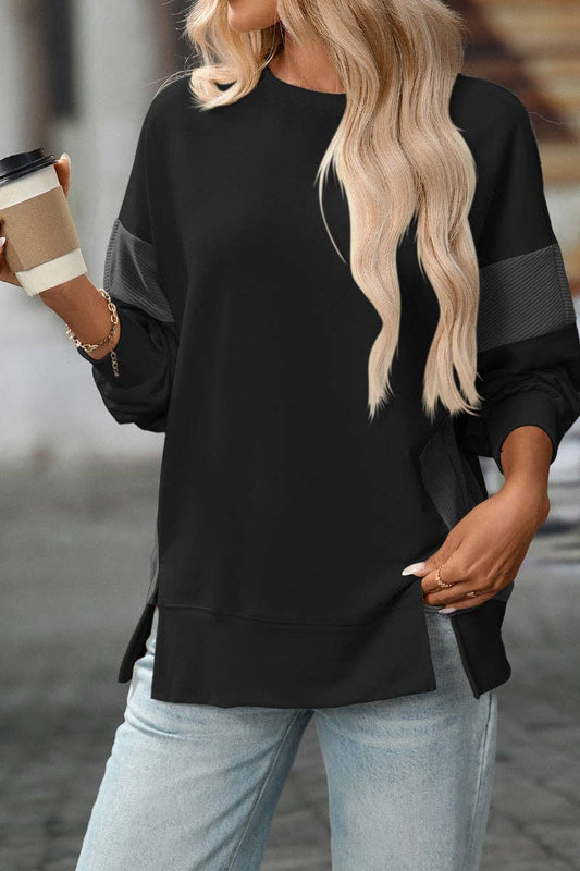 Colorblock Crewneck Long Sleeve Pullover Sweatshirt Women