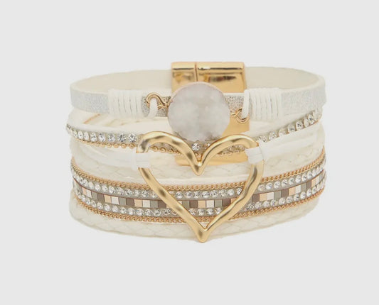 Bohemian Heart Rhinestone Bracelet