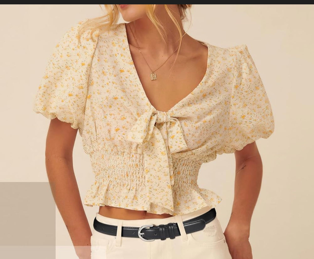 Promesa Tie Front Floral Top
