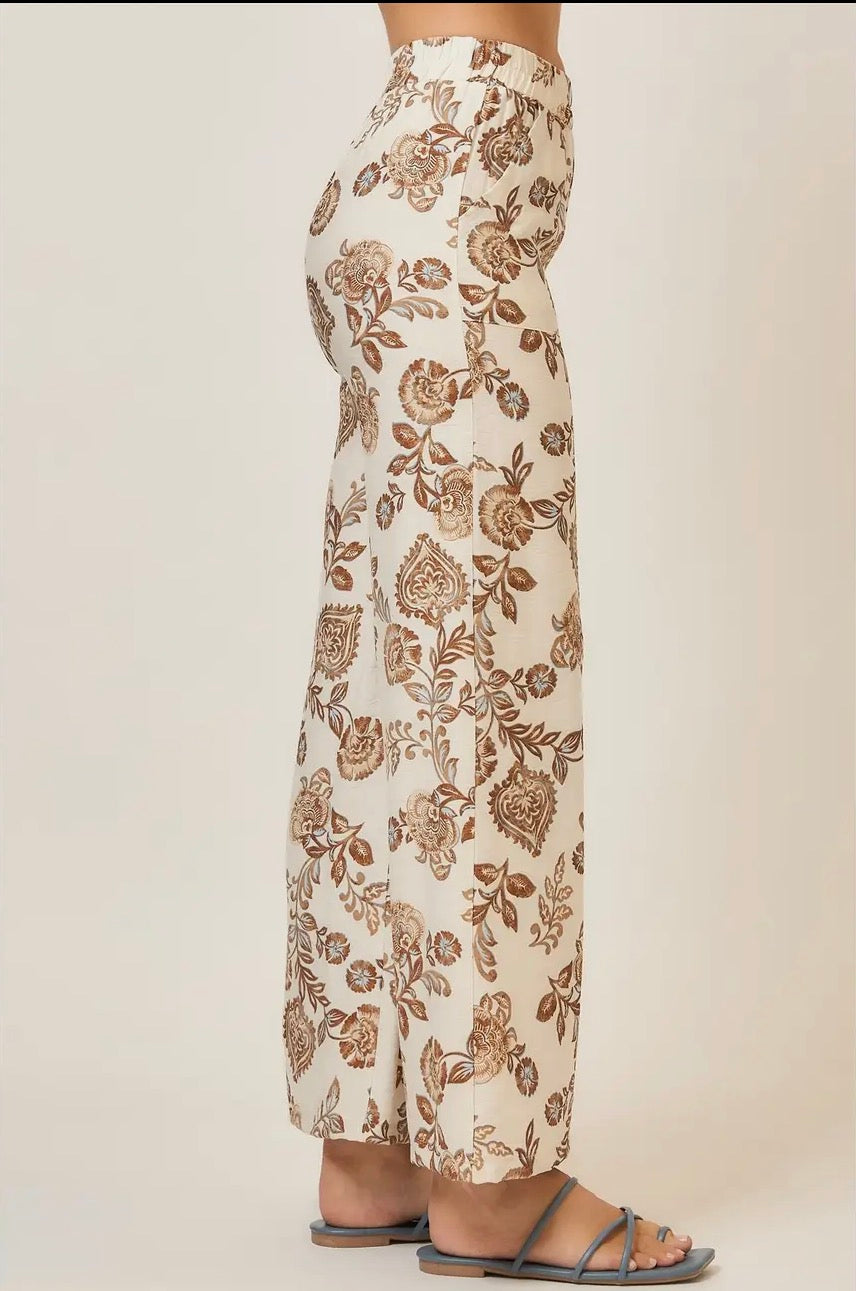 Floral Print Wide Leg Pants