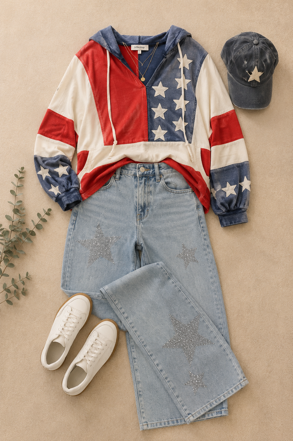 Vintage Americana Flag Hoodie