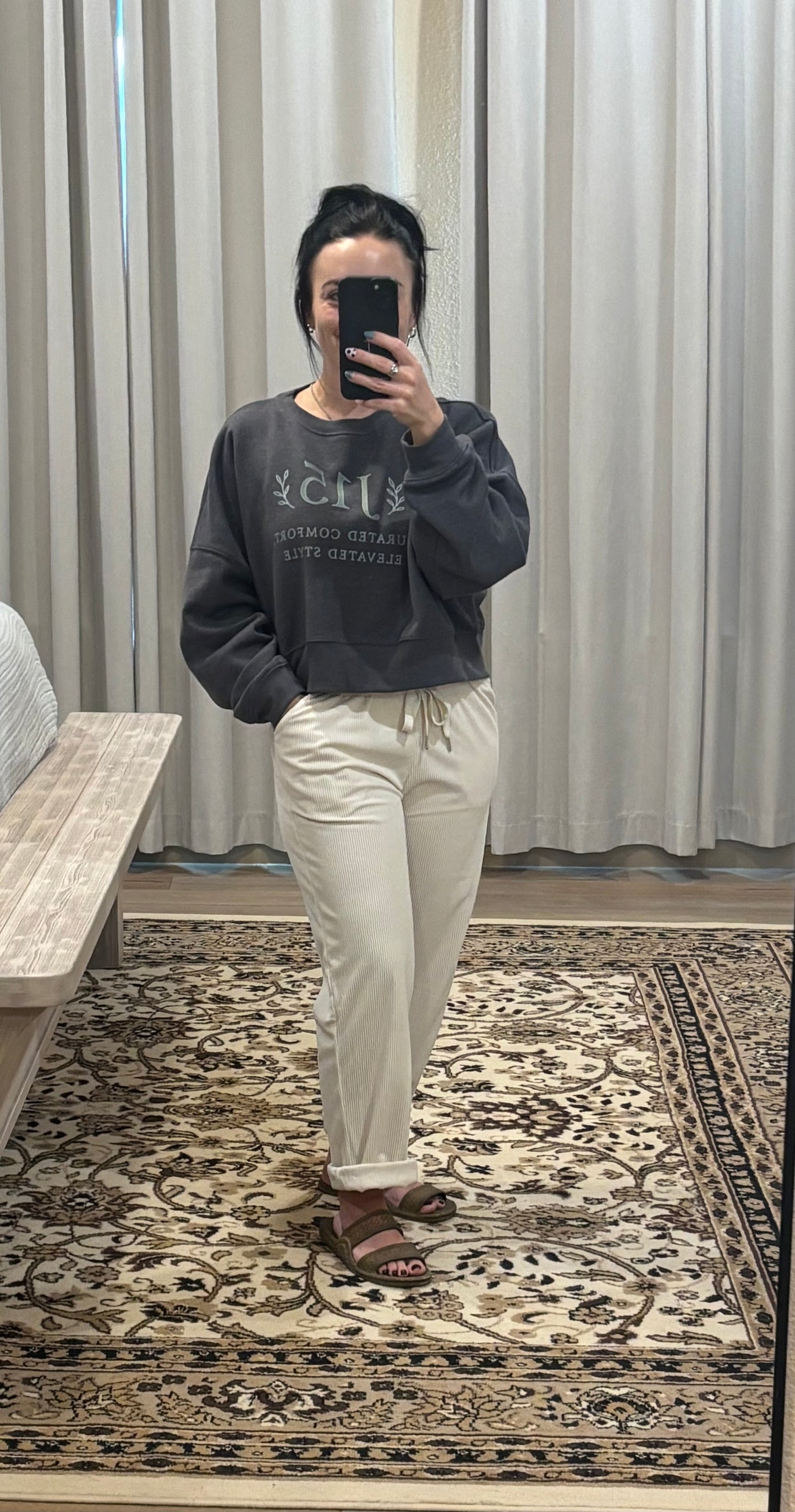 Drawstring Elastic Waist Casual Corduroy Pants