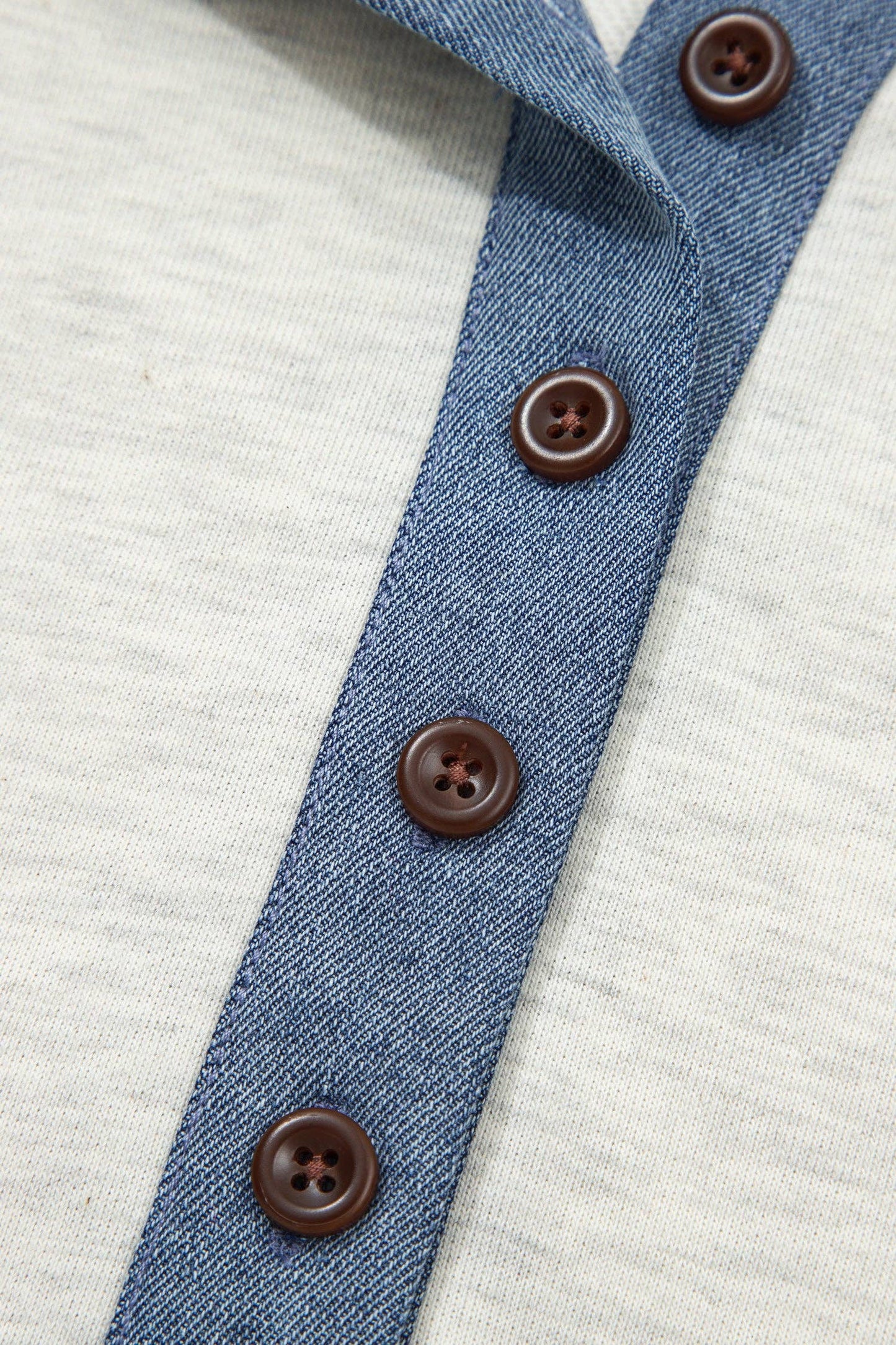 Light Grey Denim Color Block Button Polo Collar T Shirt Tunic Dress