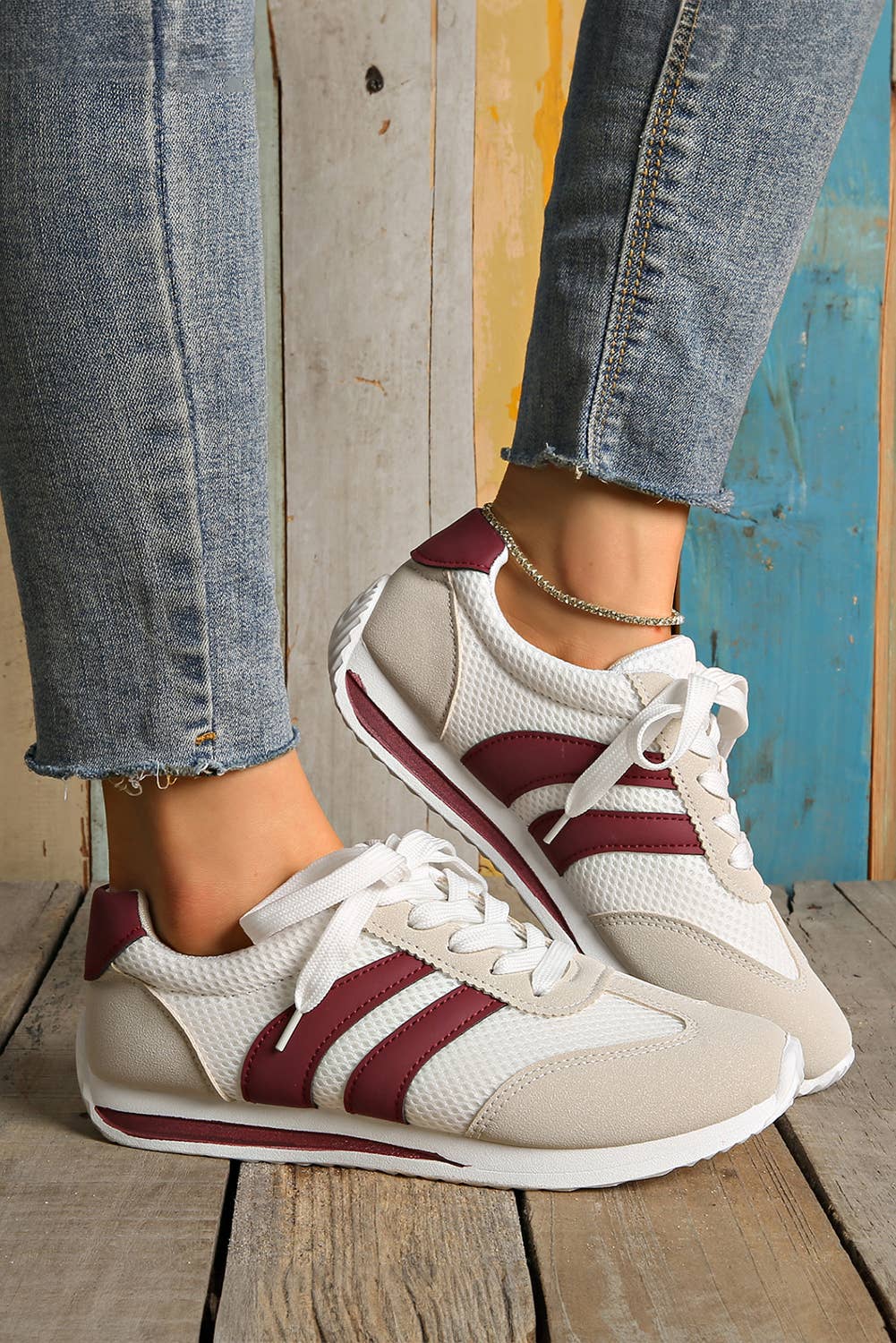 Color Block Patchwork Breathable Lace-up Sneakers