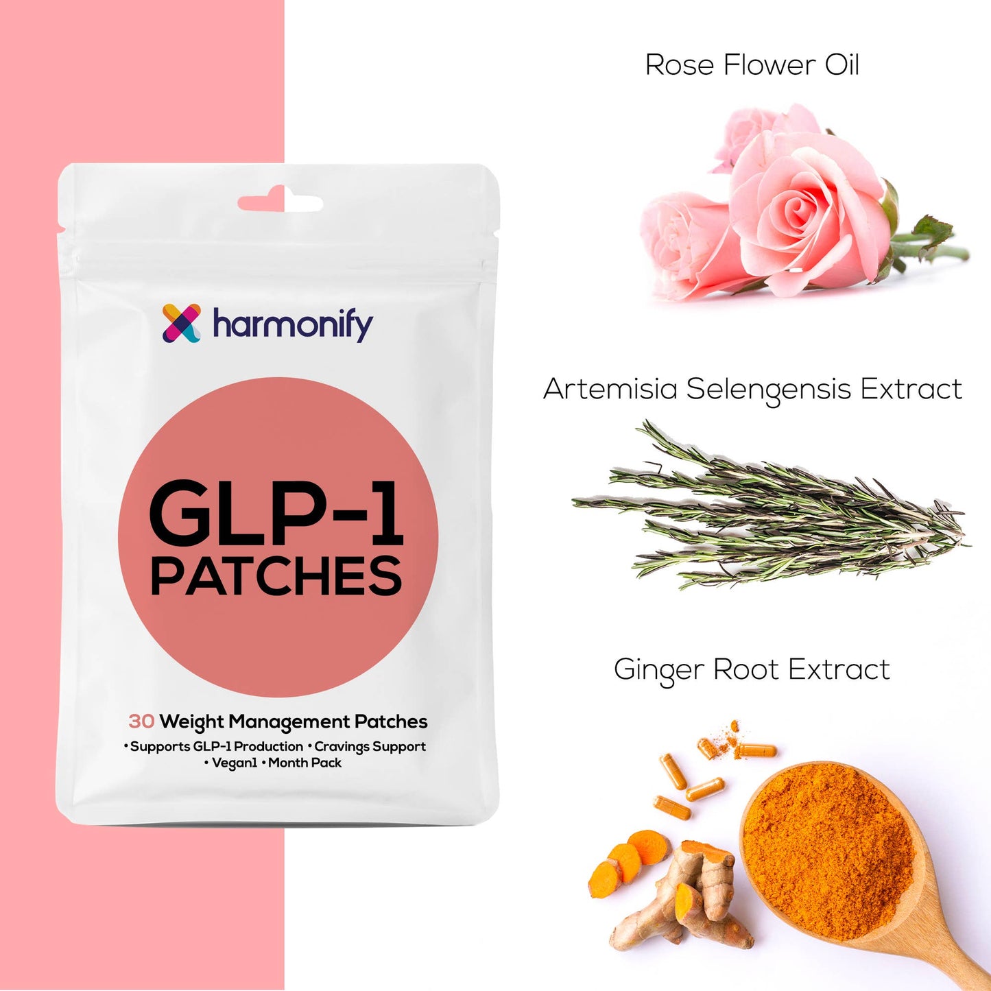 HARMONIFY GLP-1 Patches – L-Glutamine, Berberine & Chromium