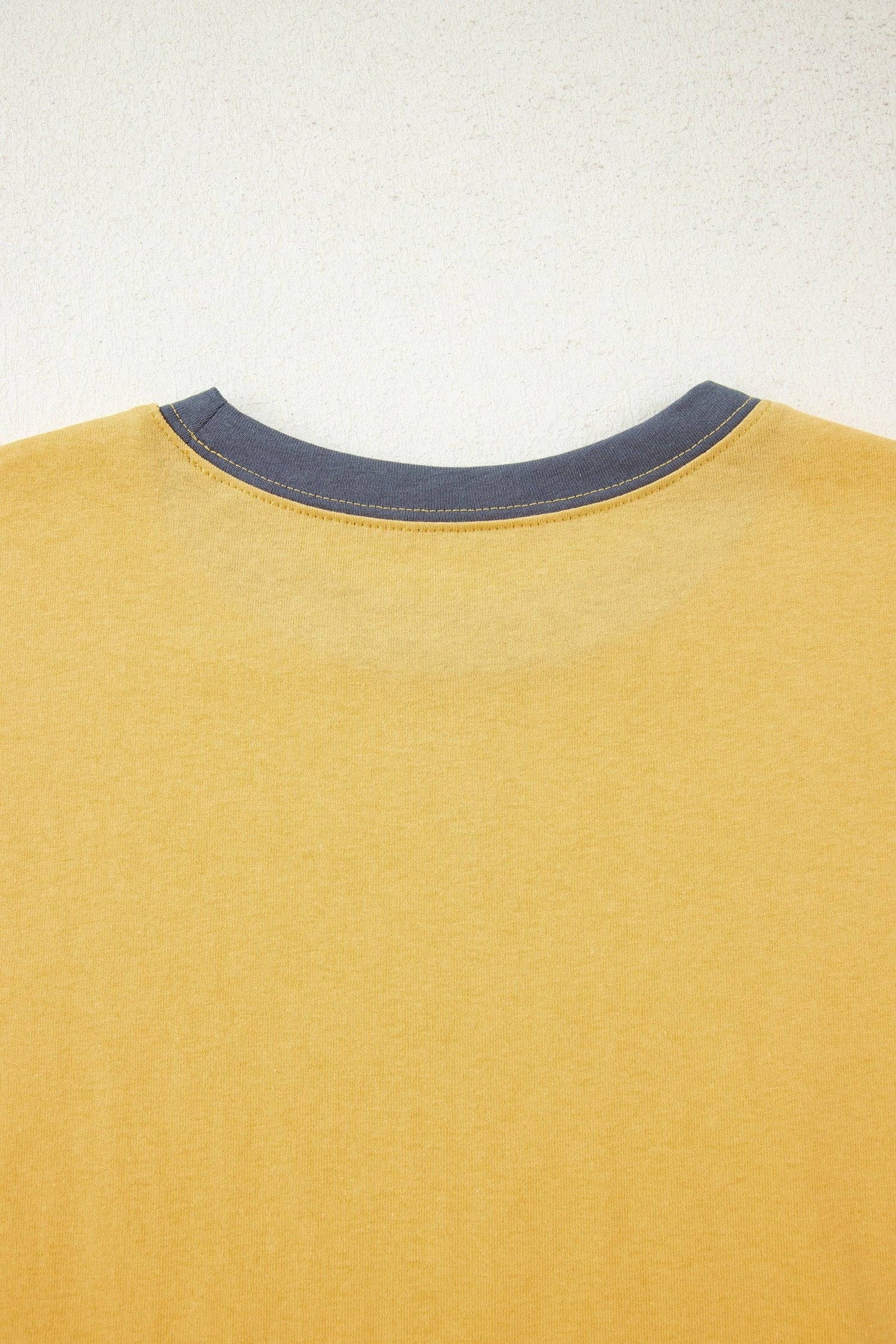 Banana Cream Contrast Trim Raw Hemline Short Sleeve Loose Top