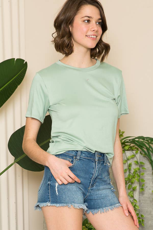 SUPER SOFT BASIC SOLID SHORT SLEEVE TOP