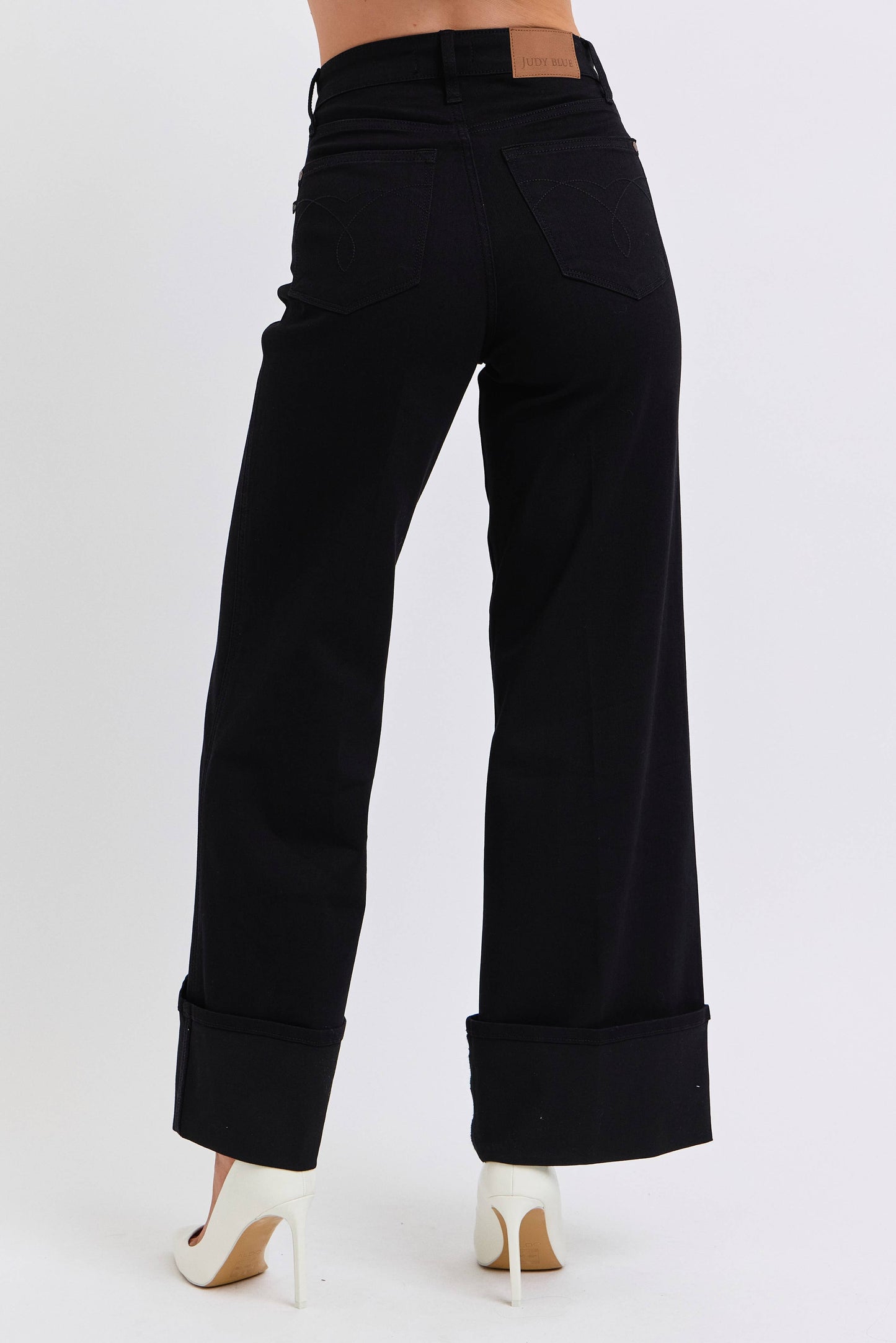 High Waisted Retro Wide Cuffed Leg