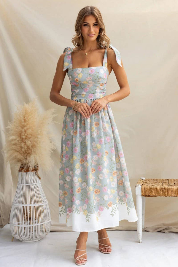 FRENCH FLORAL SLIM SUSPENDER DRESS