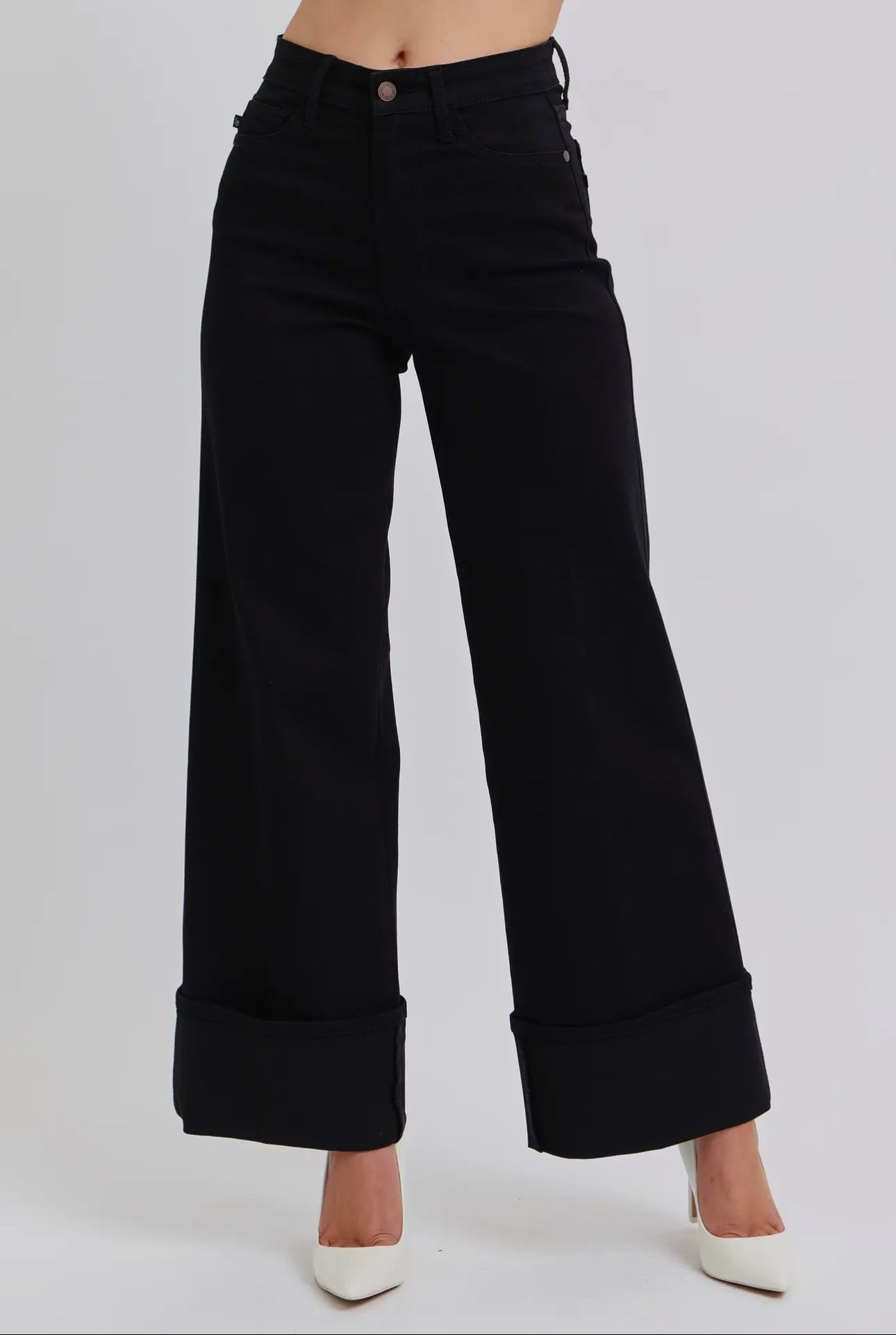 Judy Blue Wide Leg Cuffed Jeans