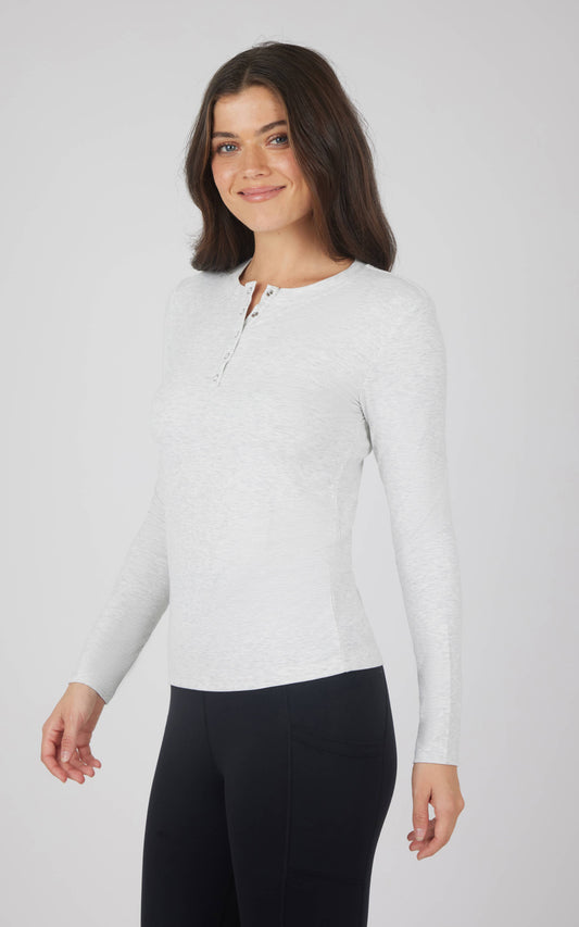 Yogalicious Women's Rib Henley Long Sleeves Top