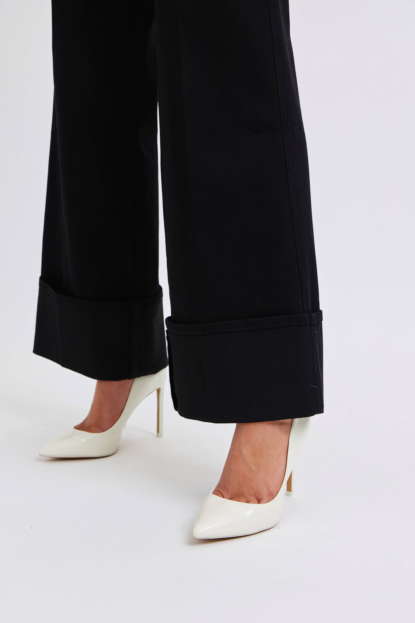 High Waisted Retro Wide Cuffed Leg