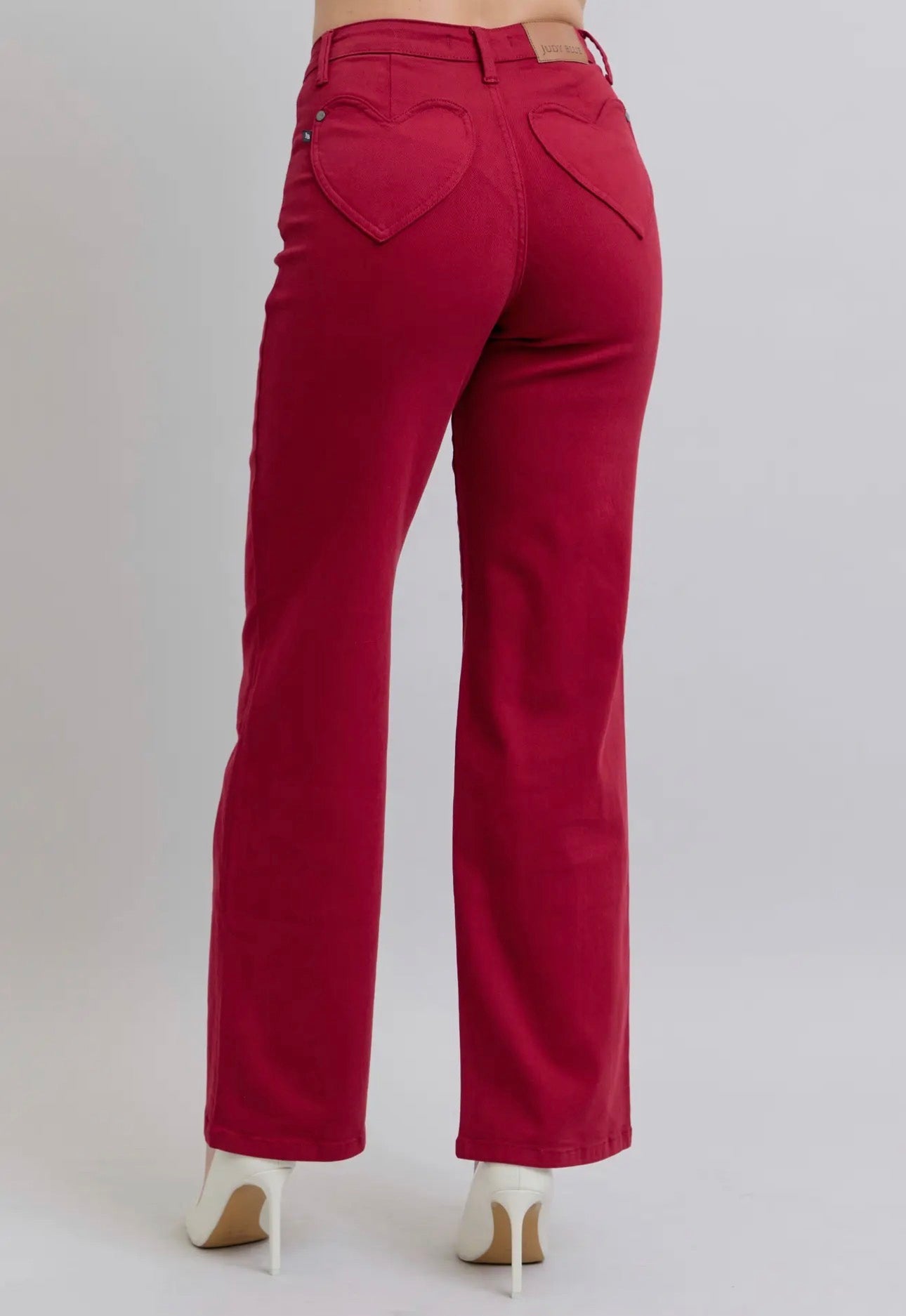 Heart Shaped Back Pockets High Wasted Jeans