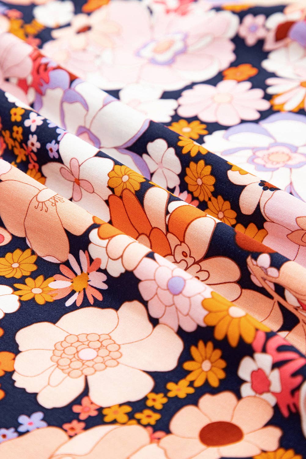 Floral Print Smocked High Waist Square Neck Jumpsuit