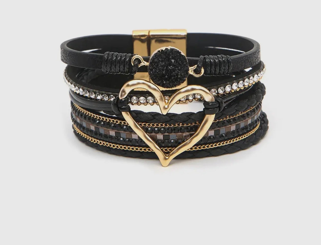 Bohemian Heart Rhinestone Bracelet