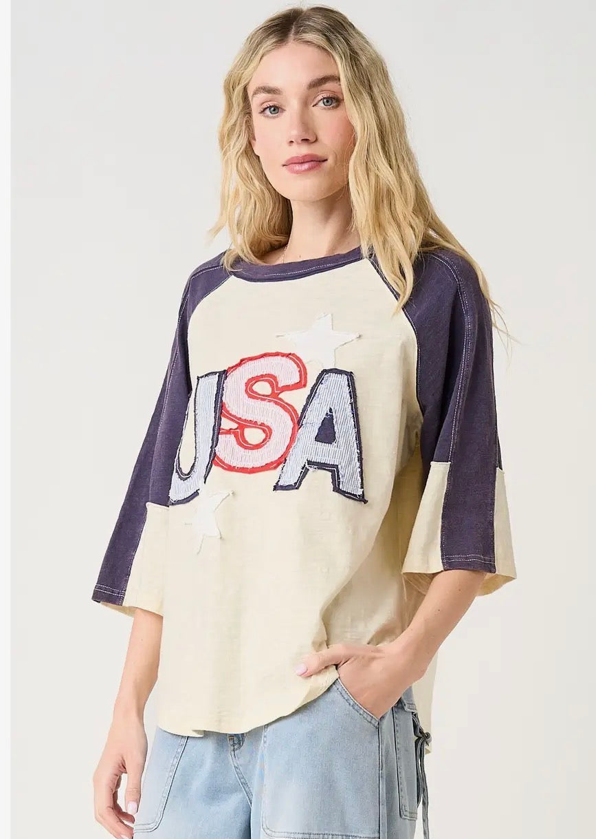 All-American Vintage Raglan Top