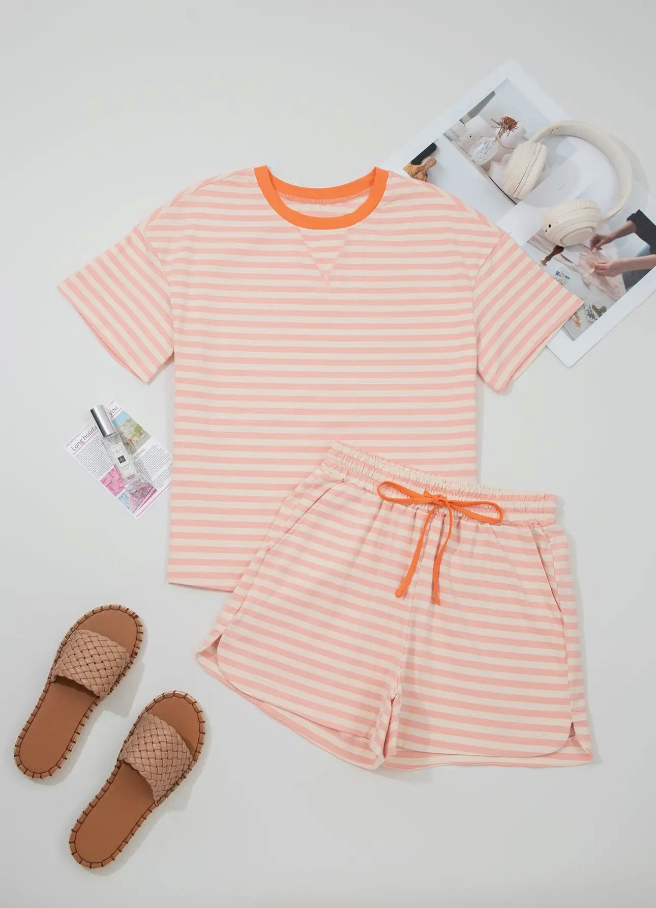 Two Piece Striped Short Set