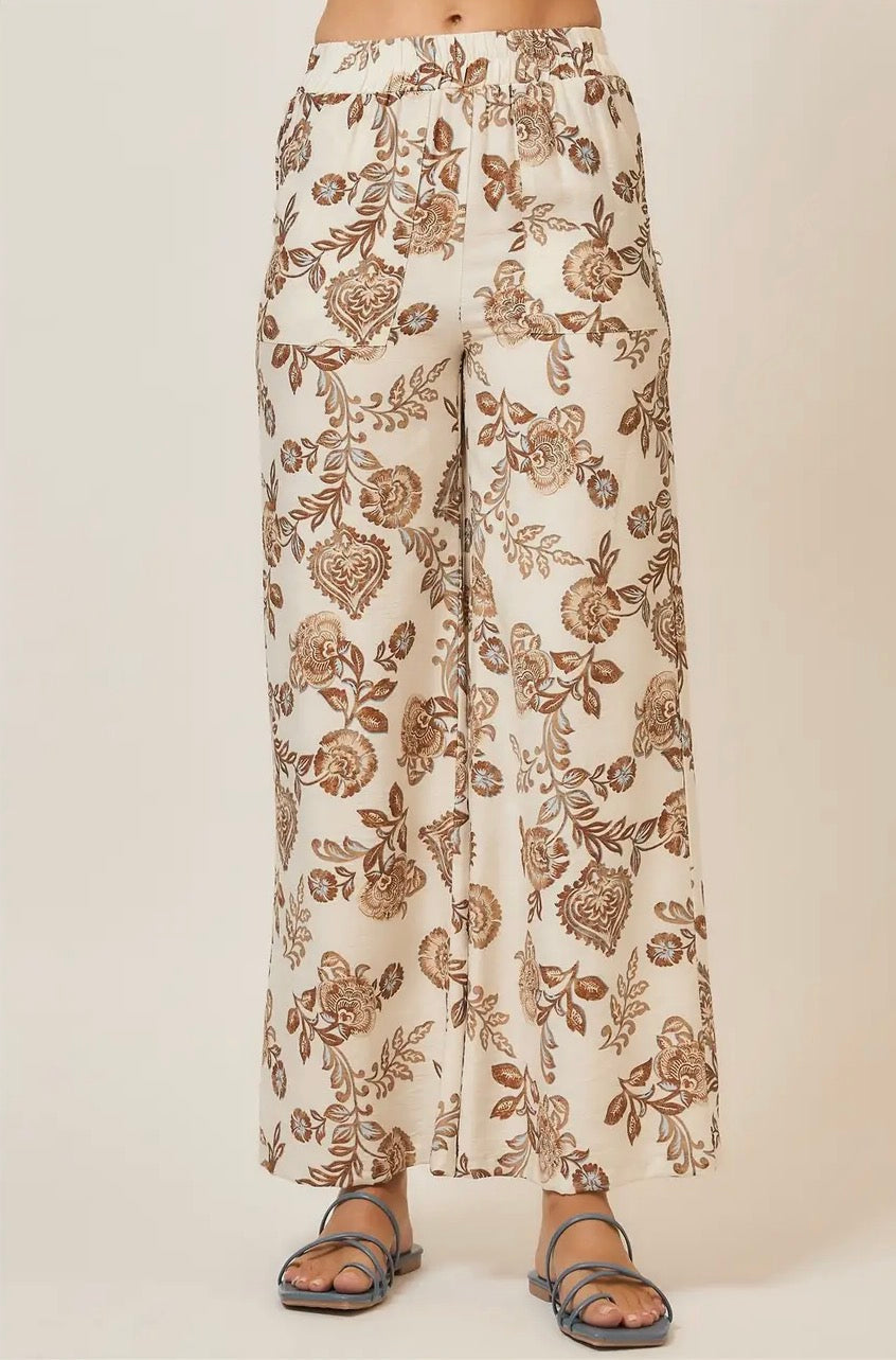 Floral Print Wide Leg Pants