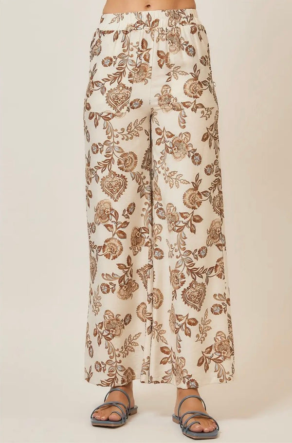 Floral Print Wide Leg Pants