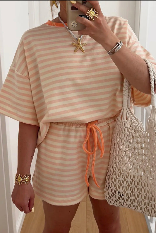 Two Piece Striped Short Set