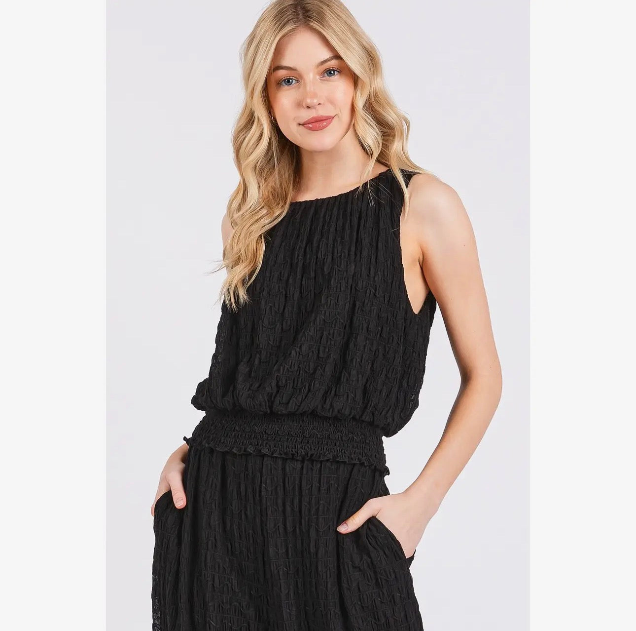 Textured Stretchy Tank and Pants Set