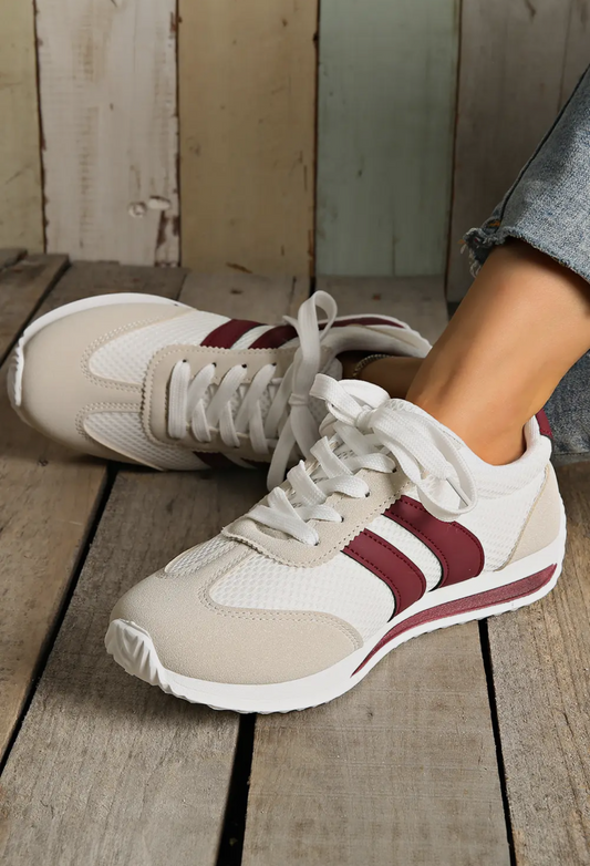 Ldc Color Block Patchwork Breathable Lace-Up Sneakers