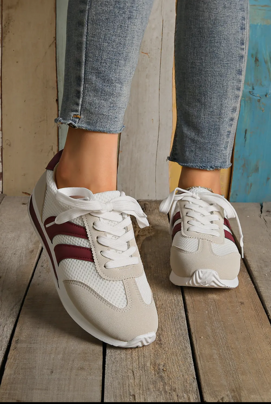 Ldc Color Block Patchwork Breathable Lace-Up Sneakers