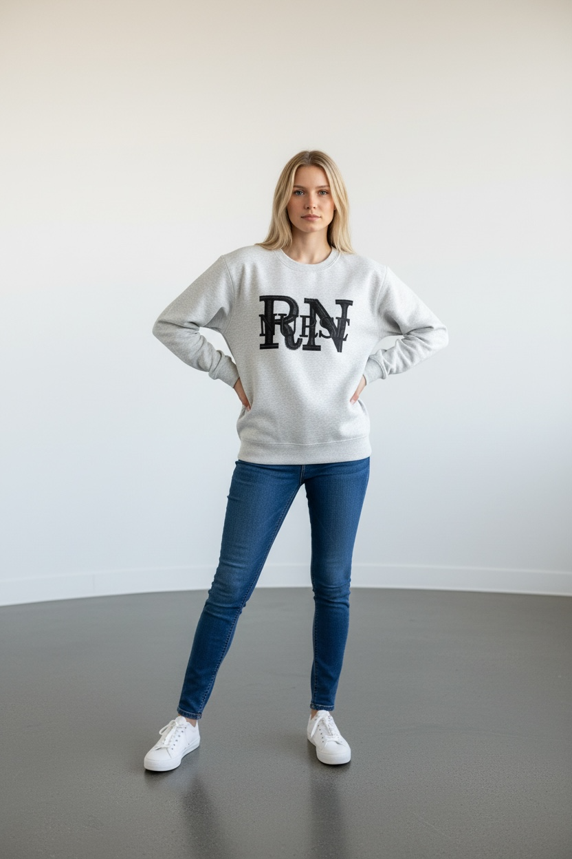 RN Black Faux Embroidery Sweatshirt
