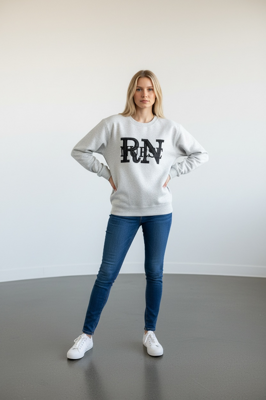 RN Black Faux Embroidery Sweatshirt