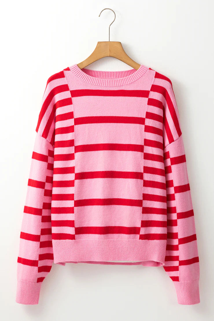 Very Limited Stock- Pink Stripe Bubble Sweater