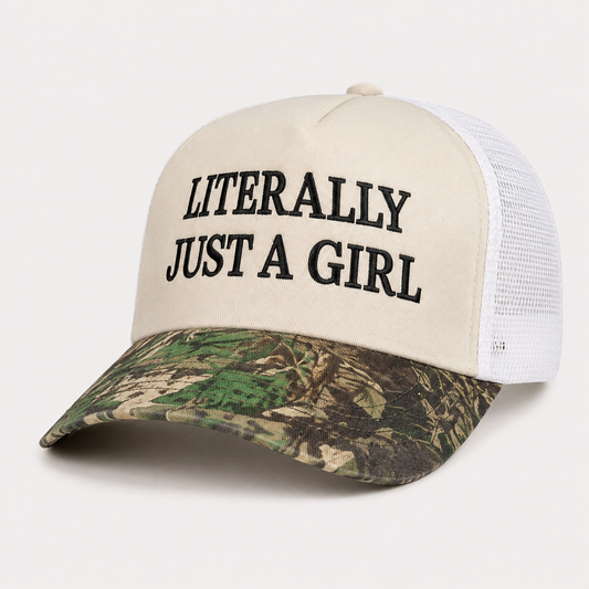 “Literally Just a Girl” Camo Trucker Hat