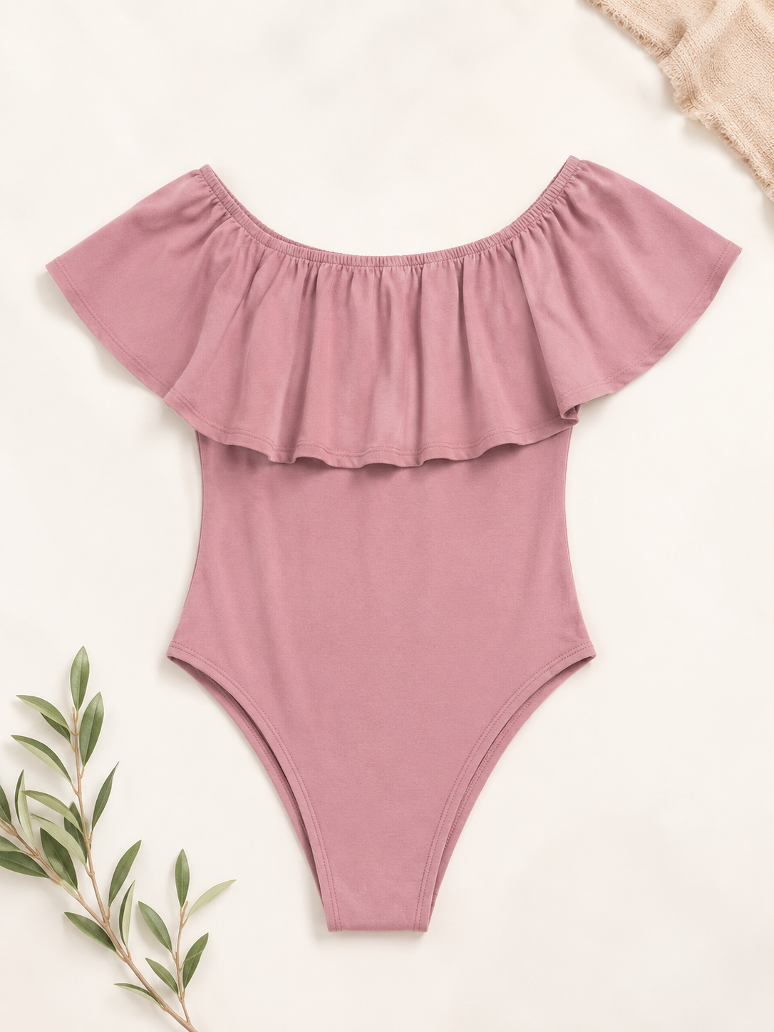 Rise Off Shoulder Ruffle Bodysuit