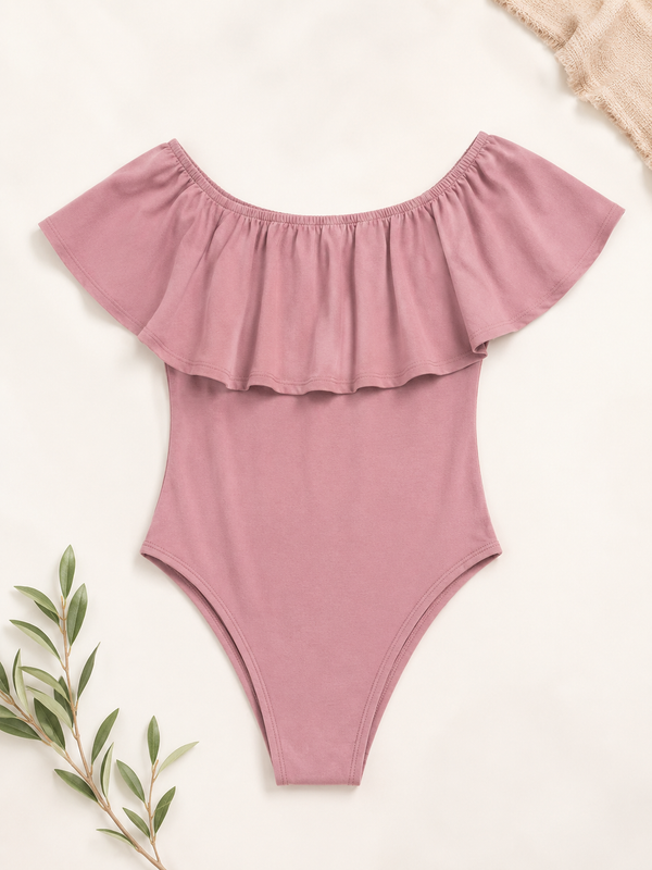 Rise Off Shoulder Ruffle Bodysuit