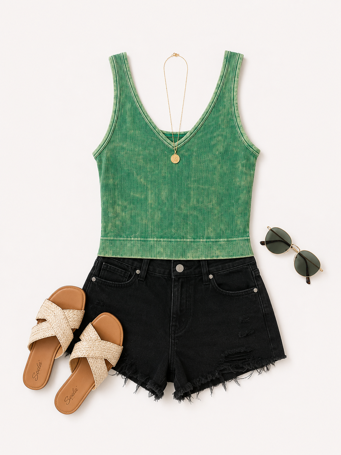 ZENANA RIBBED CROP TANK