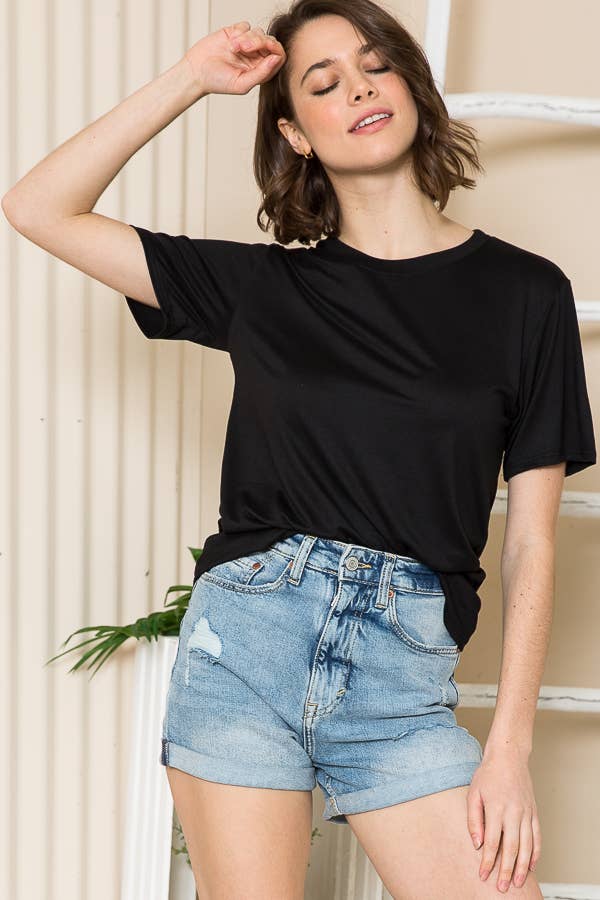 SUPER SOFT BASIC SOLID SHORT SLEEVE TOP
