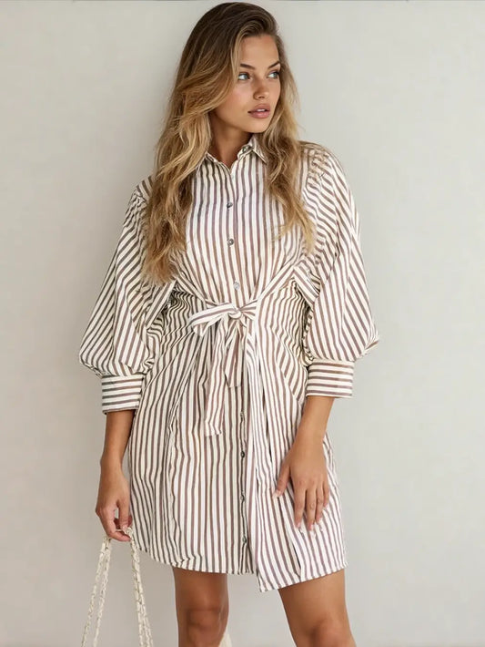 Knot Waist Striped Dress