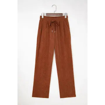 Drawstring Elastic Corduroy Pants