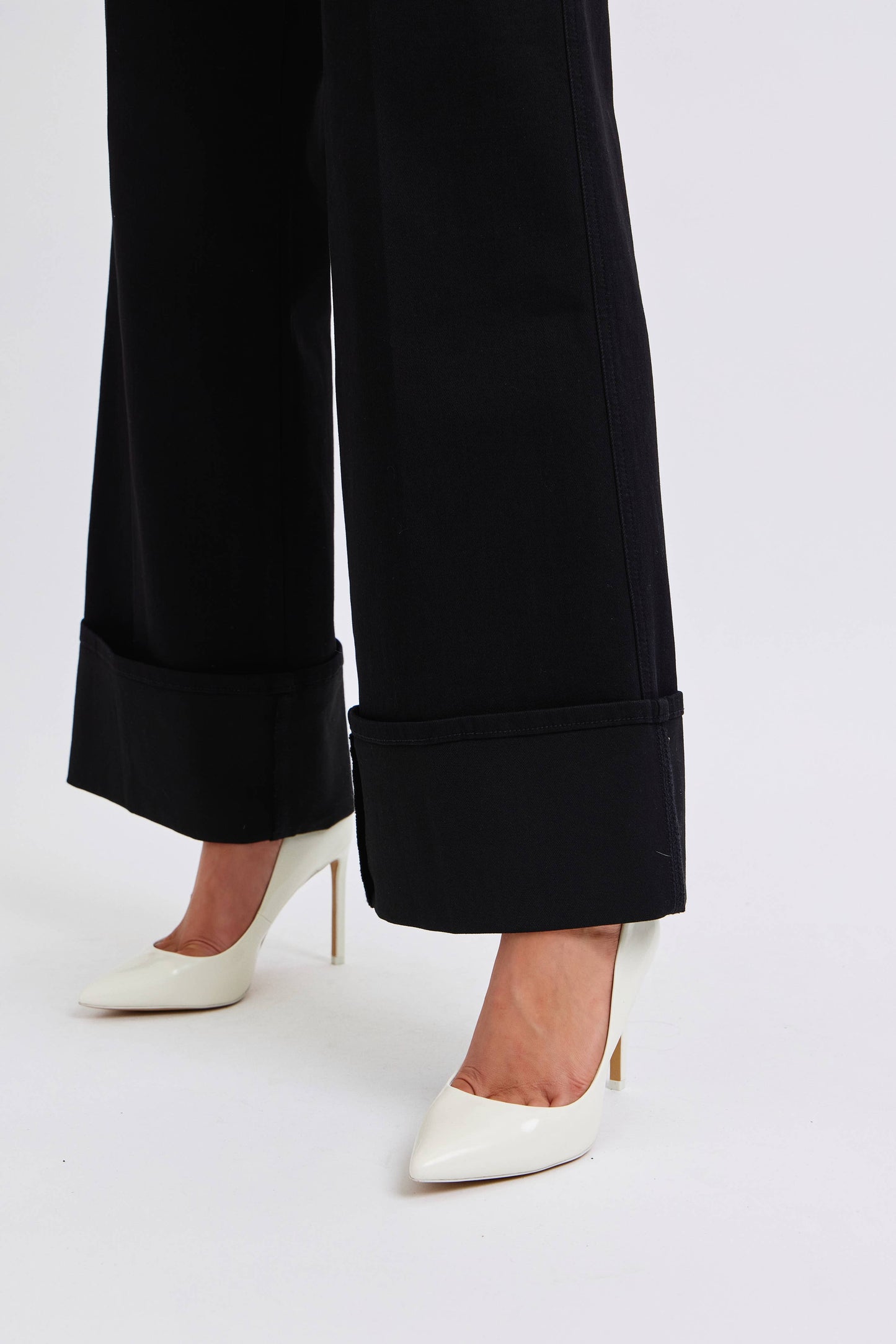 High Waisted Retro Wide Cuffed Leg