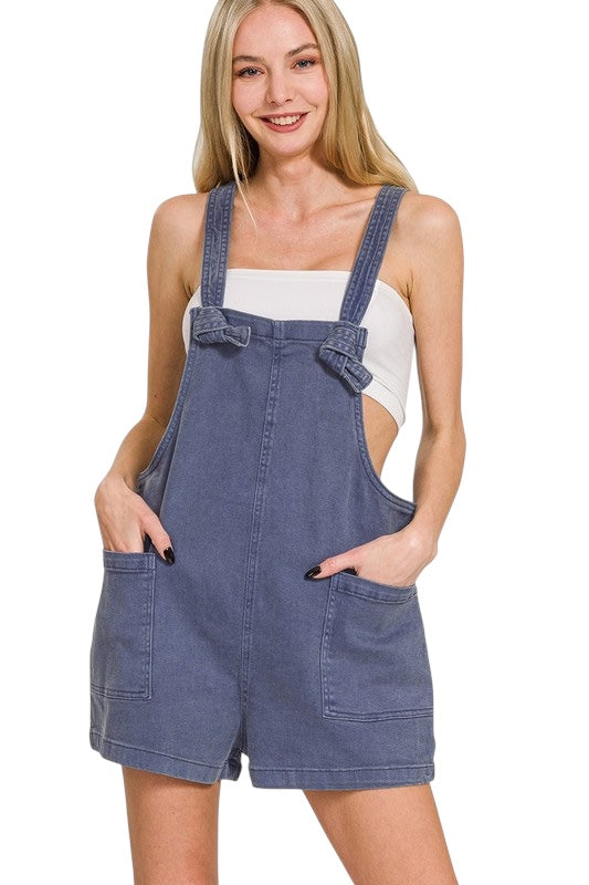 ZENANA WASHED OVERALL ROMPER