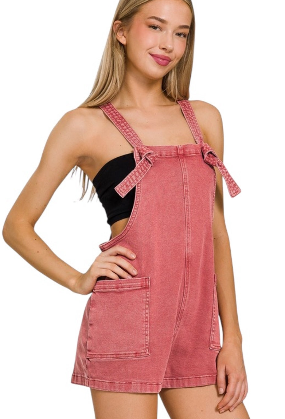 ZENANA WASHED OVERALL ROMPER