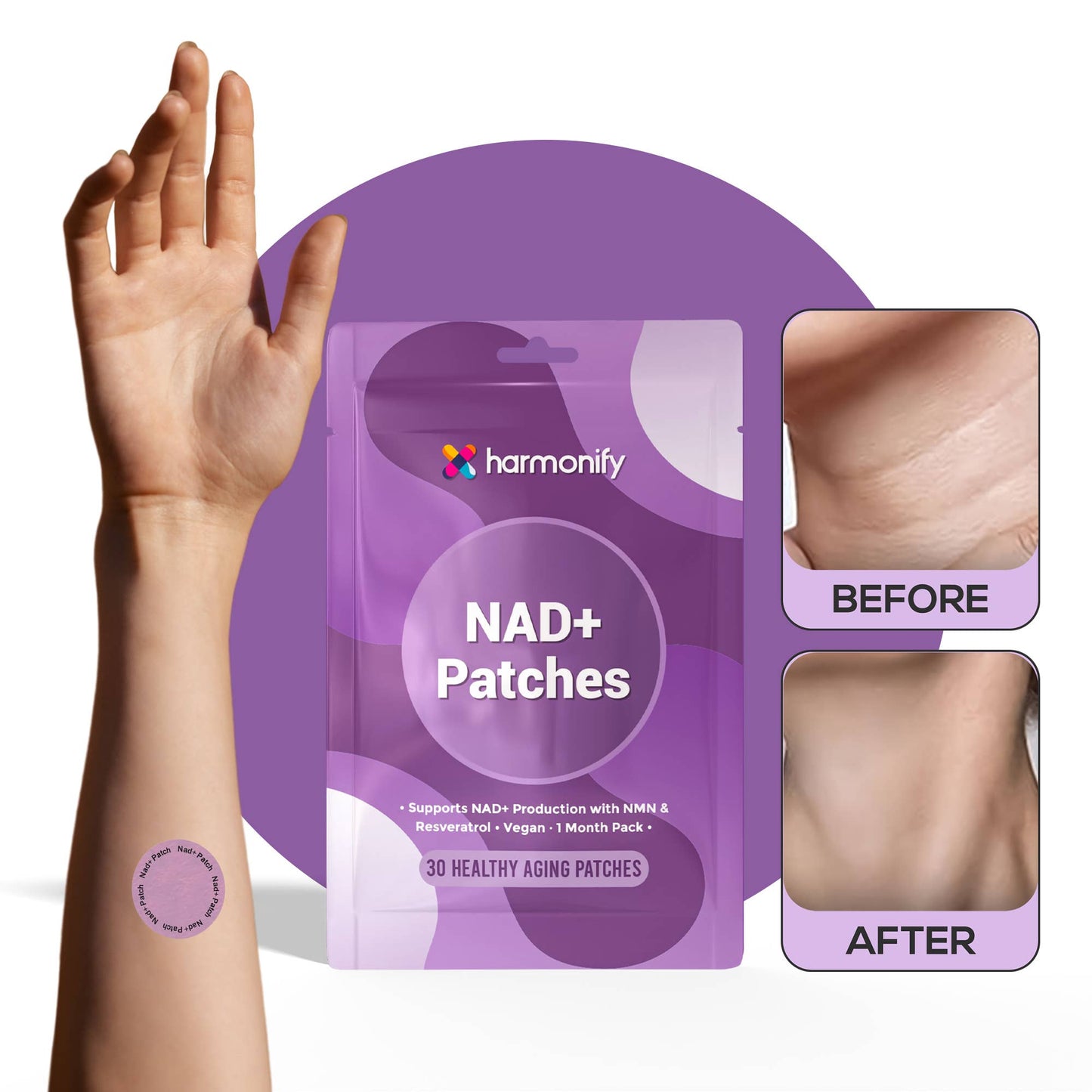 HARMONIFY NAD+ Patches - Cellular Health & Vitality - 30 Pcs