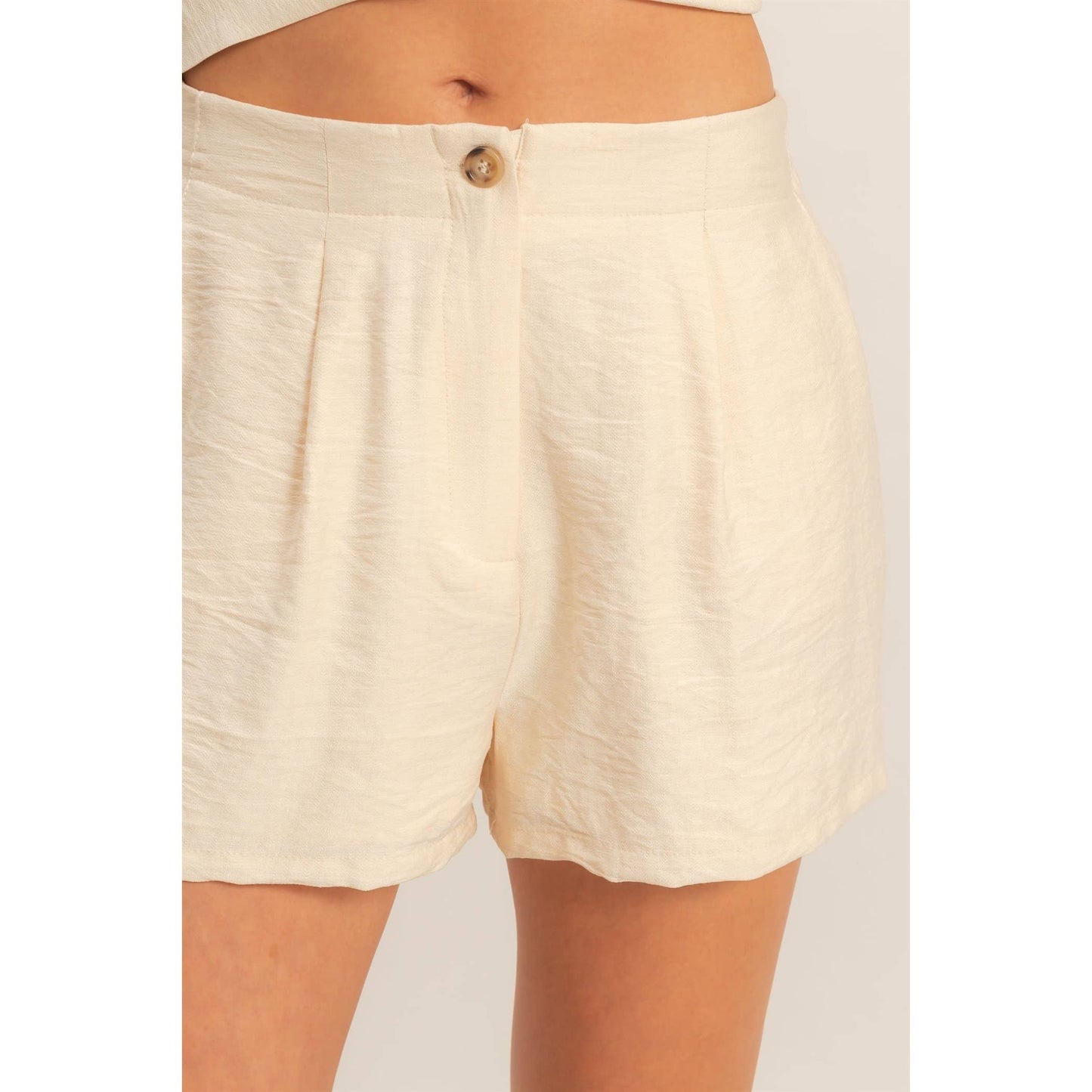 Strap Buttoned Top And Shorts Set