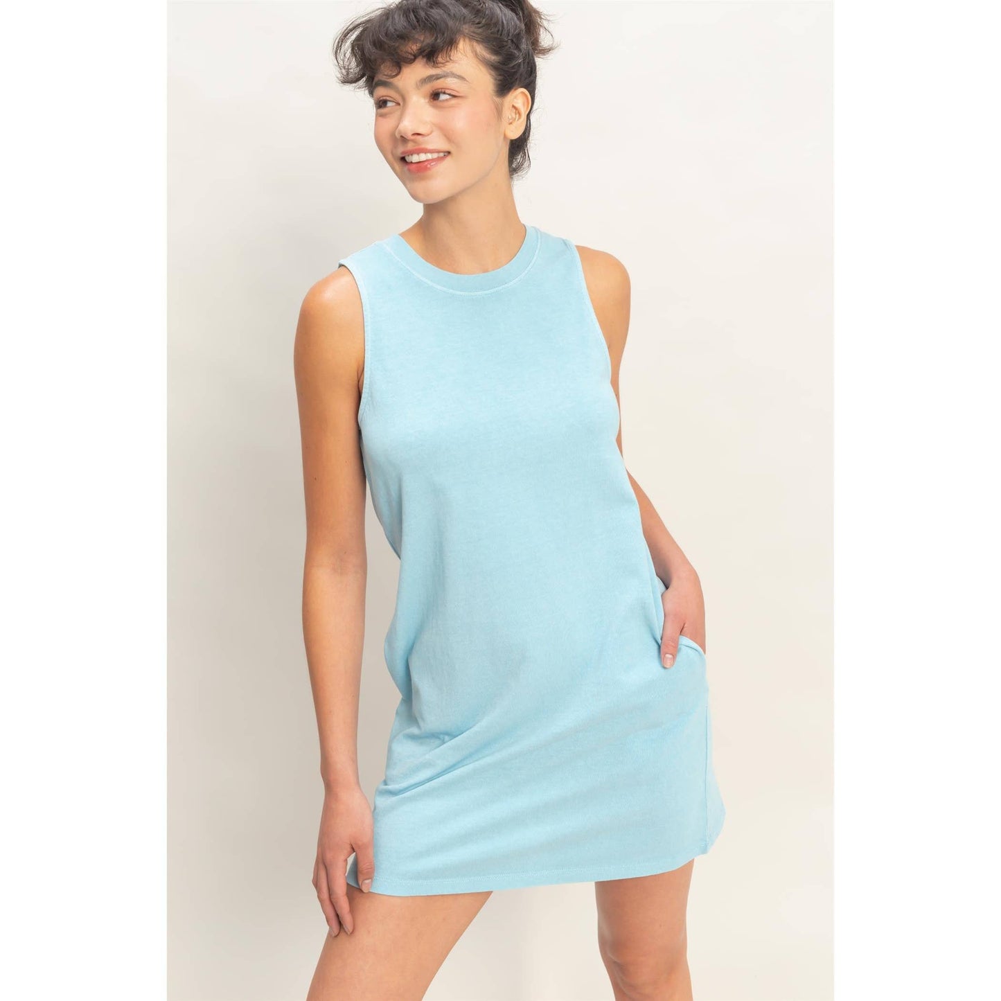 Pigment Dyed Sleeveless Mini Dres