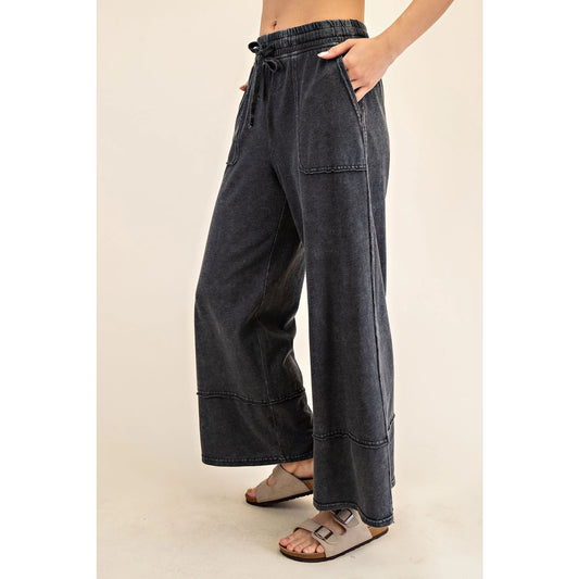 Mineral Washed Wide Leg Pants
