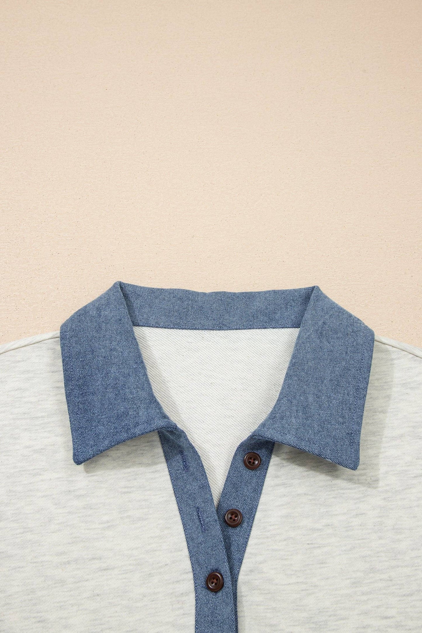 Light Grey Denim Color Block Button Polo Collar T Shirt Tunic Dress
